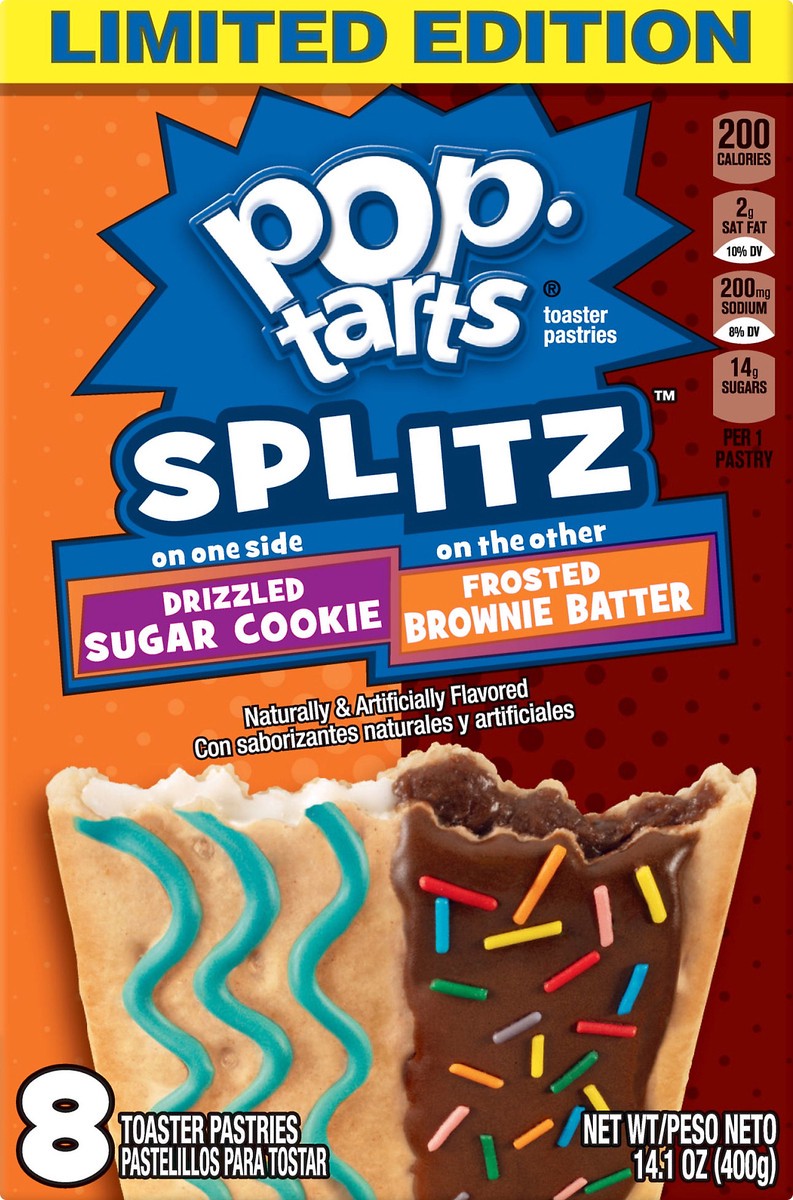 slide 7 of 8, Pop-Tarts Splitz Drizzled Sugar Cookie & Frosted Brownie Batter Breakfast Toaster Pastries, 8 ct