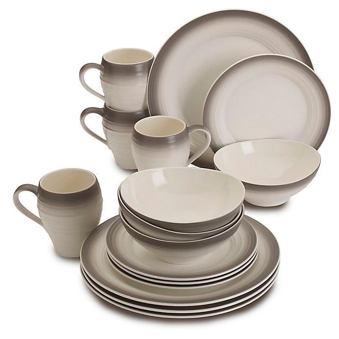 slide 1 of 1, Mikasa Swirl Ombre Dinnerware Set - Mocha, 16 ct