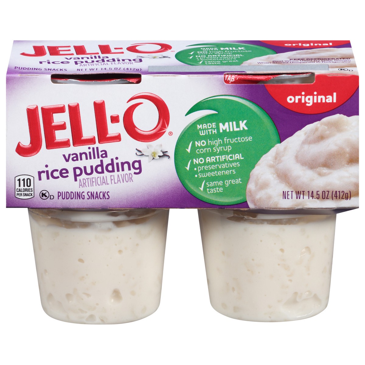 slide 12 of 14, JELL-O PUDDING READY TO EAT RICE 4 ct CUPS, 14.5 oz