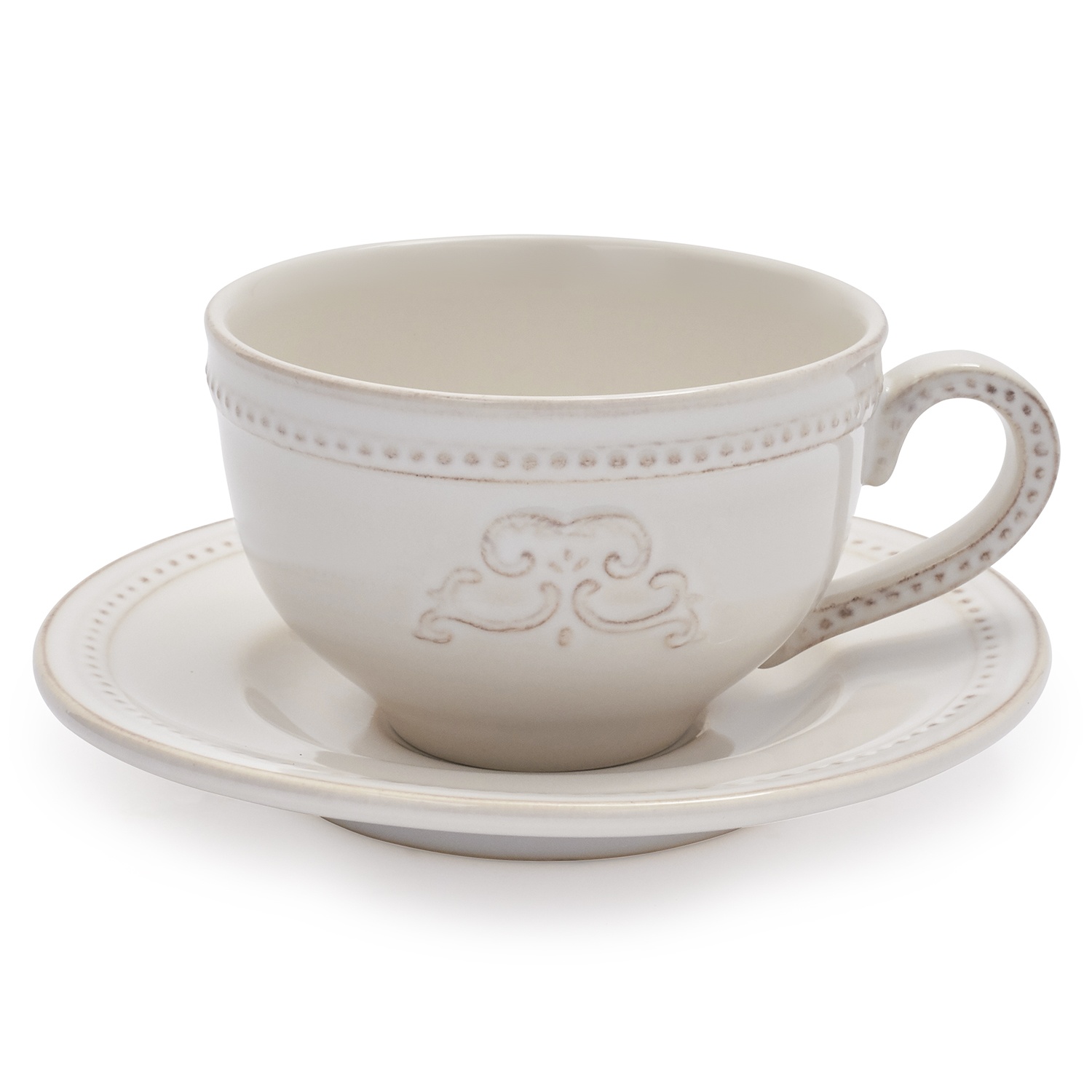 slide 1 of 1, Sur La Table Pearl Stoneware Cappuccino Mug with Saucer, 1 ct