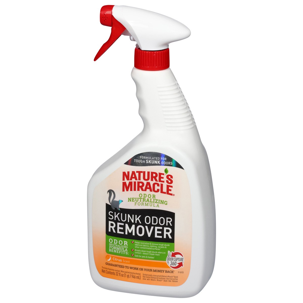 slide 13 of 13, Nature's Miracle Citrus Scent Skunk Odor Remover 32 fl oz, 2.40 lb
