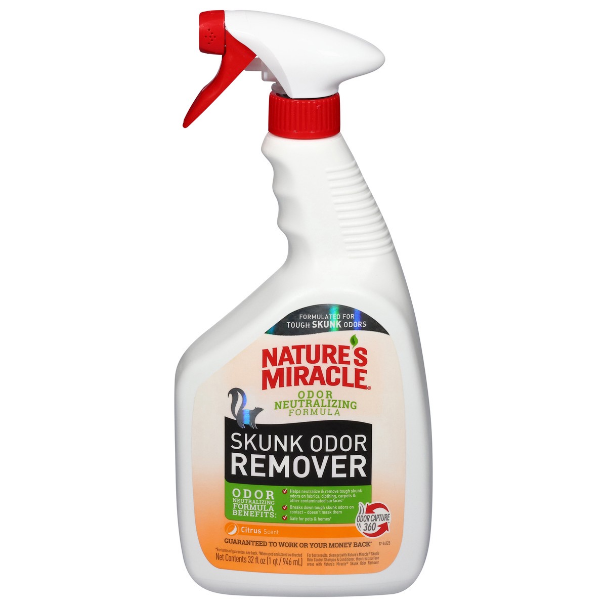 slide 11 of 13, Nature's Miracle Citrus Scent Skunk Odor Remover 32 fl oz, 2.40 lb
