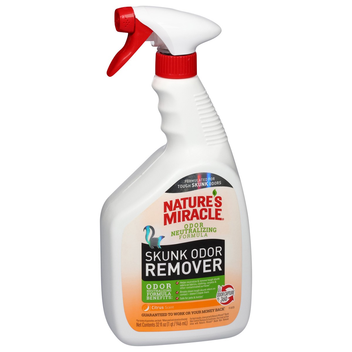 slide 7 of 13, Nature's Miracle Citrus Scent Skunk Odor Remover 32 fl oz, 2.40 lb