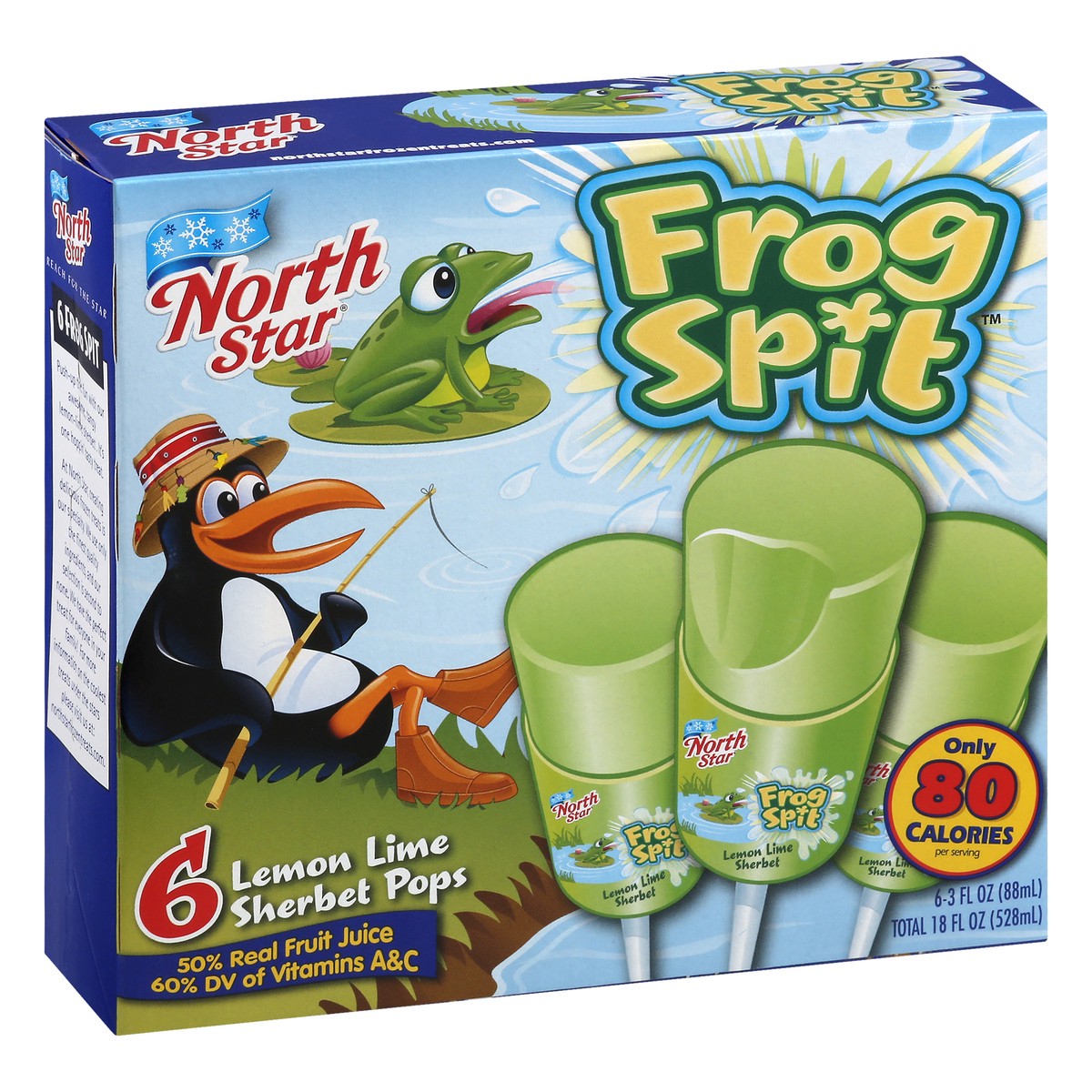 slide 3 of 10, North Star Frog Spit Sherbet Pops, Lemon Lime, 6 ct