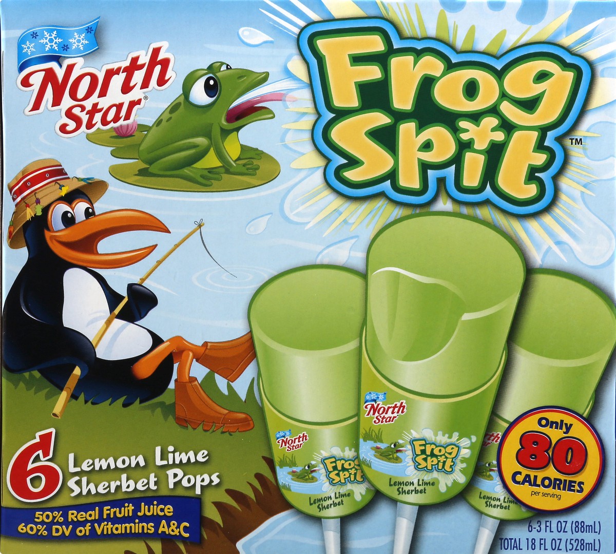 slide 7 of 10, North Star Frog Spit Sherbet Pops, Lemon Lime, 6 ct