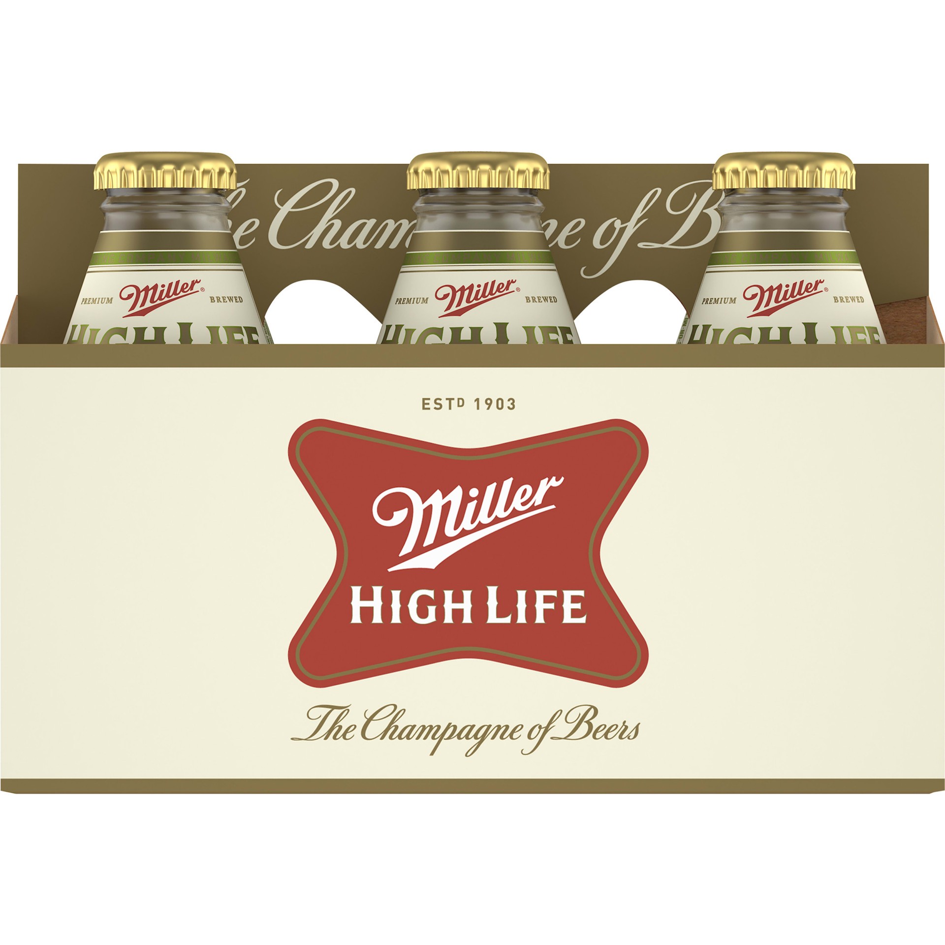 slide 4 of 5, Miller High Life American Lager Beer, 4.6% ABV, 6-pack, 7-oz. beer bottles, 168 oz