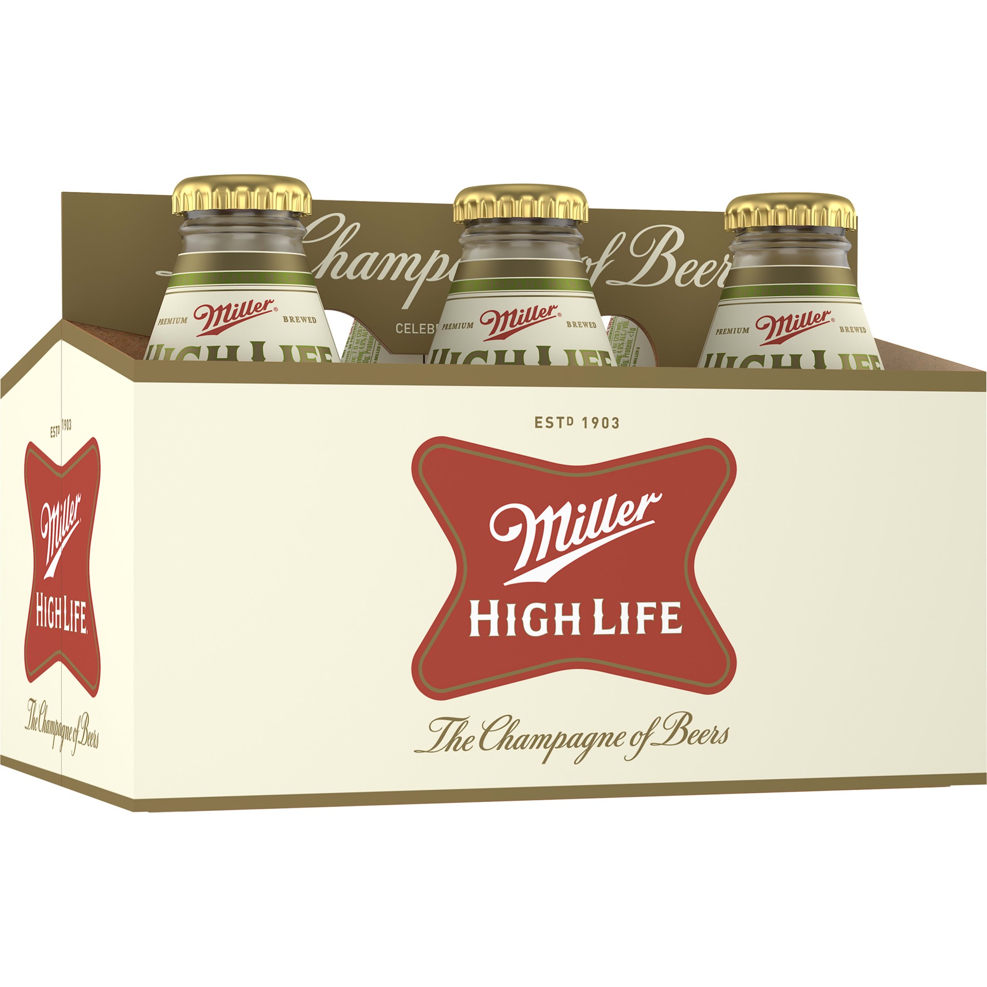 slide 3 of 5, Miller High Life American Lager Beer, 4.6% ABV, 6-pack, 7-oz. beer bottles, 168 oz