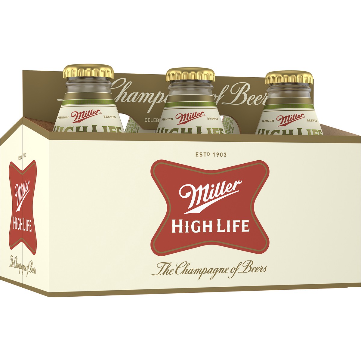 slide 1 of 5, Miller High Life American Lager Beer, 4.6% ABV, 6-pack, 7-oz. beer bottles, 168 oz