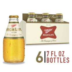 Miller High Life American Lager Beer, 4.6% ABV, 6-pack, 7-oz. beer bottles