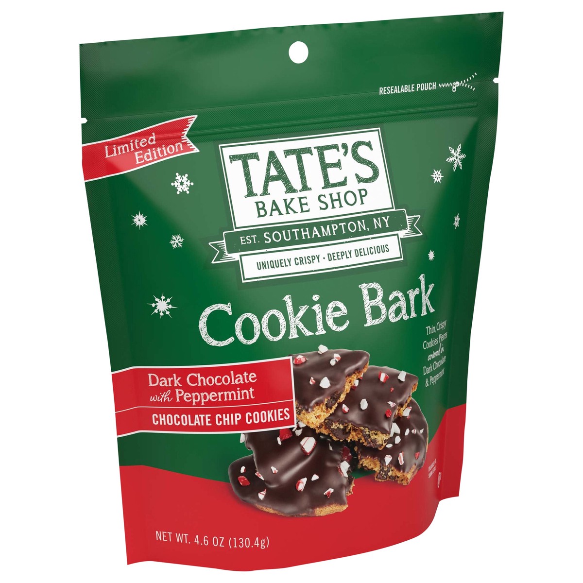 slide 6 of 13, Tate's Bake Shop Holiday Cookie Bark, Chocolate Chip Cookies with Dark Chocolate and Peppermint, Limited Edition, 4.6 oz, 4.6 oz