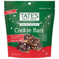 Tate's Bake Shop Holiday Cookie Bark, Chocolate Chip Cookies with Dark Chocolate and Peppermint, Limited Edition, 4.6 oz