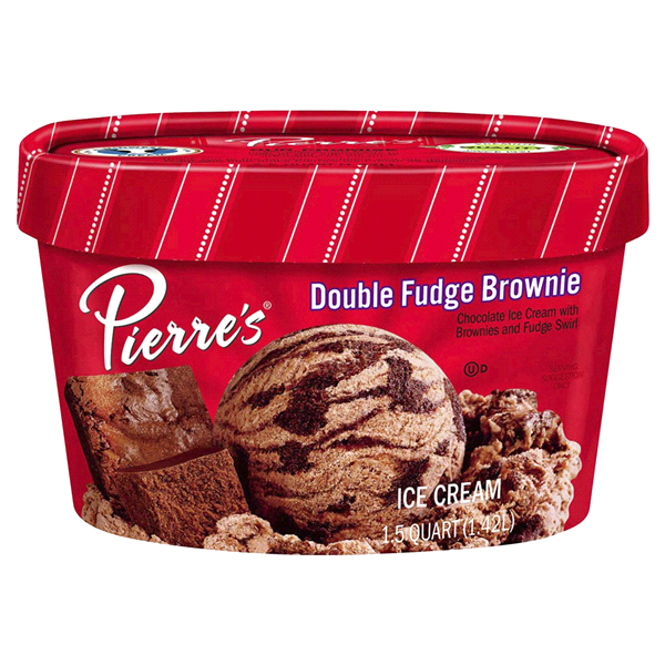 slide 1 of 9, Pierre's Pierres Double Fudge Brownie Ice Cream, 48 fl oz