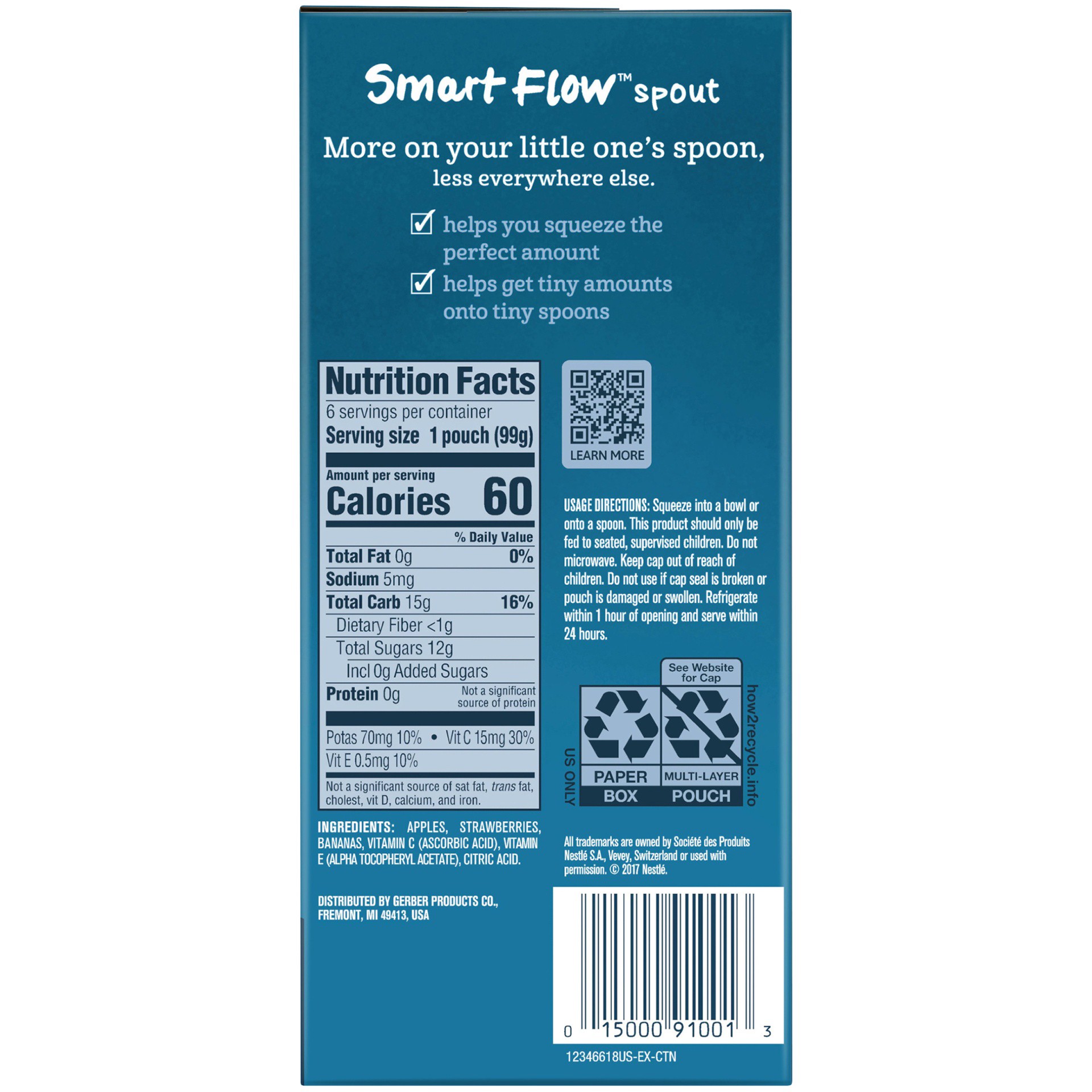 slide 5 of 7, Gerber Stage 2 Baby Food, Apple Strawberry Banana Puree Pouch, 3.5 oz