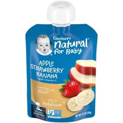 Gerber Stage 2 Baby Food, Apple Strawberry Banana Puree Pouch