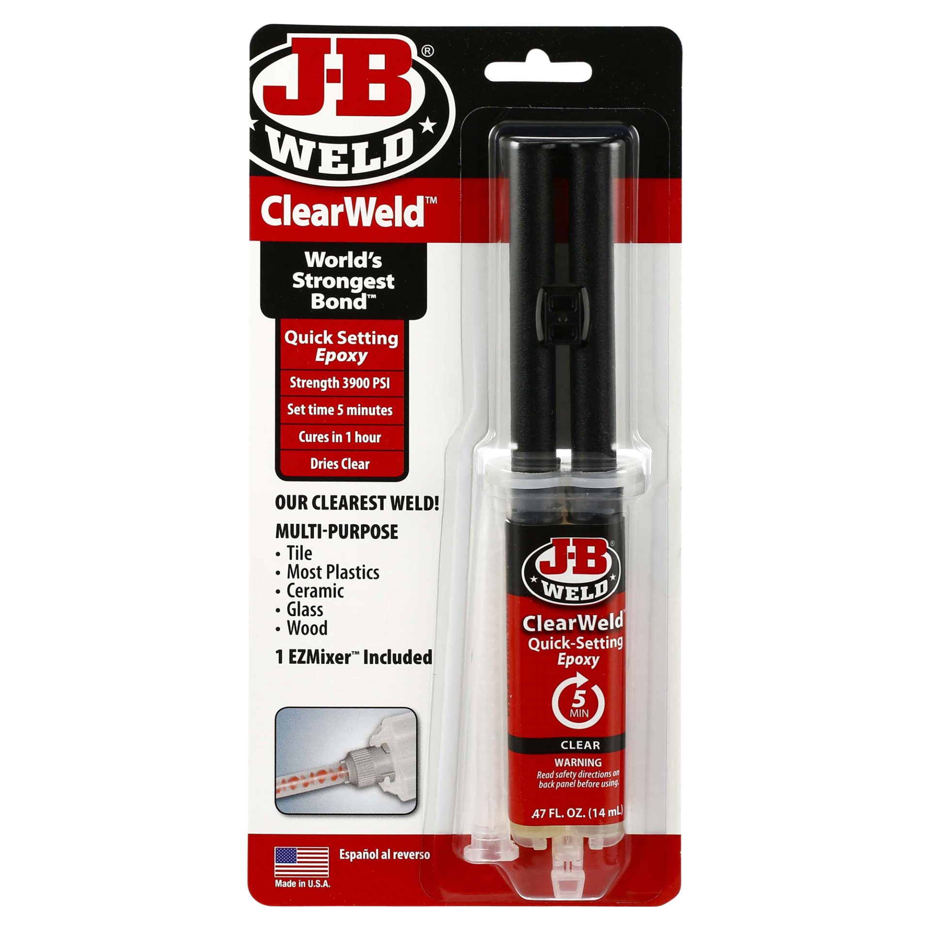 slide 1 of 1, J-B Weld ClearWeld Epoxy Syringe, 14 ml