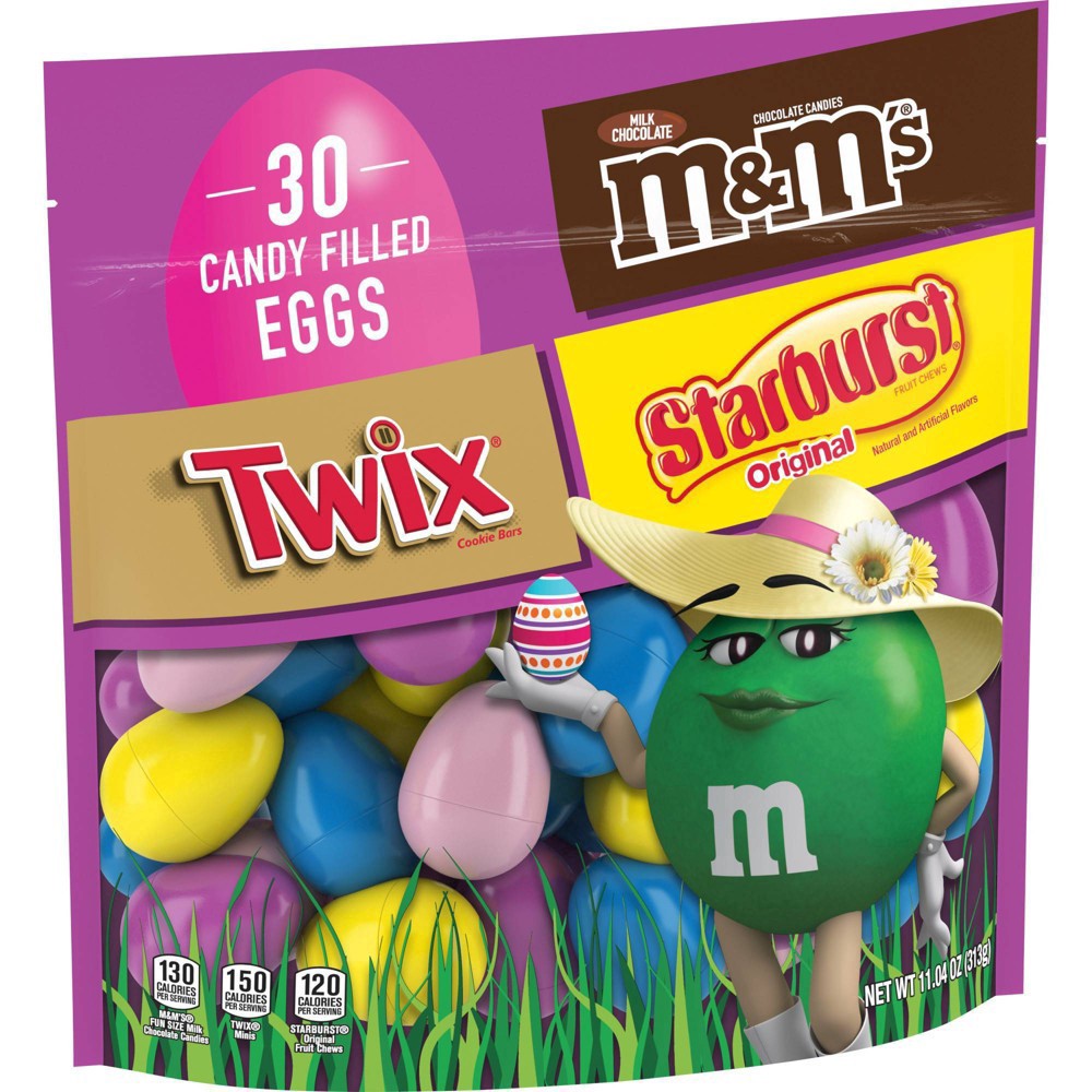 slide 2 of 7, Mars Candy M&Ms Twix & Starburst Candy Filled Easter Eggs, 11.04 oz