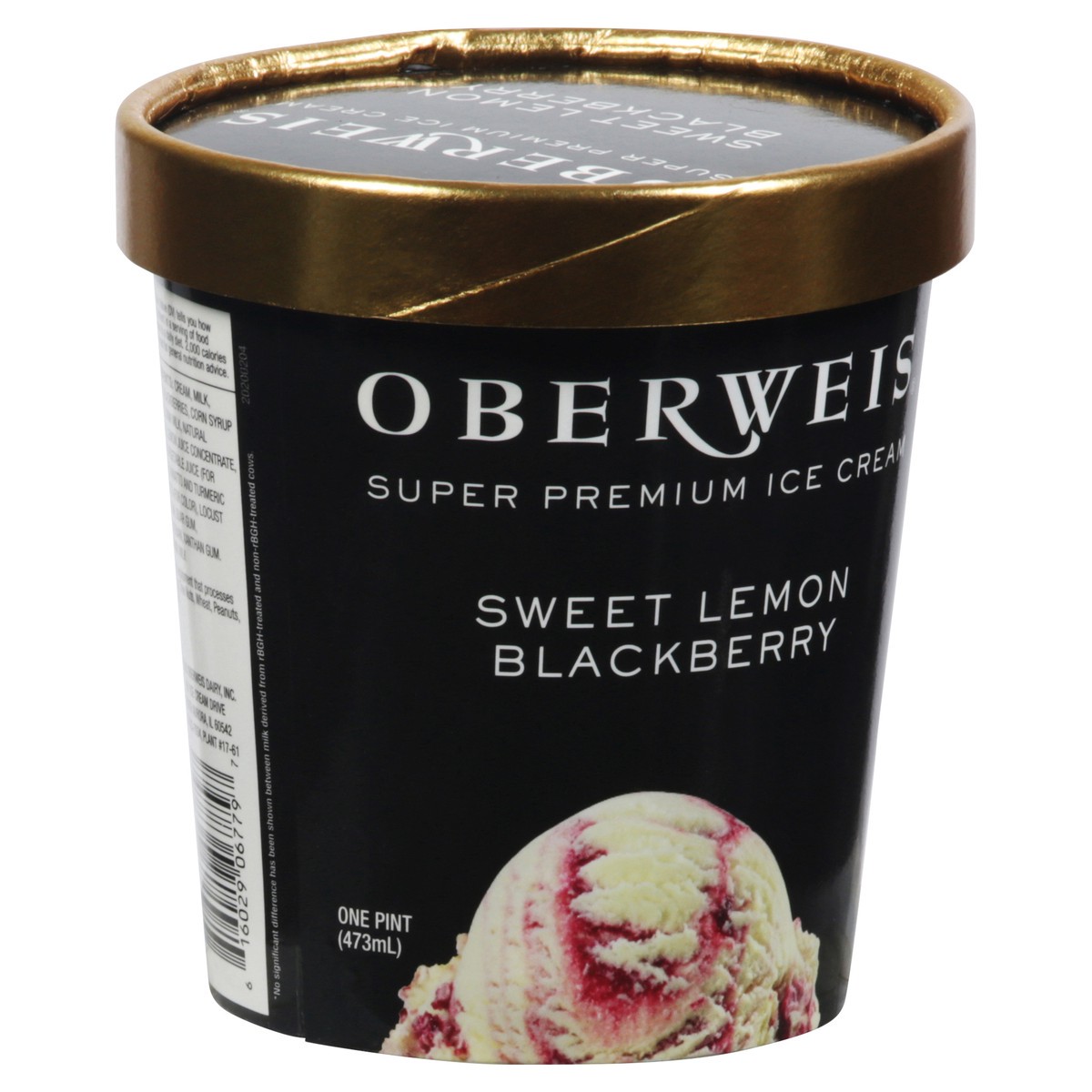 slide 2 of 9, Oberweis Super Premium Sweet Lemon Blackberry Ice Cream 1 pt, 1 pint