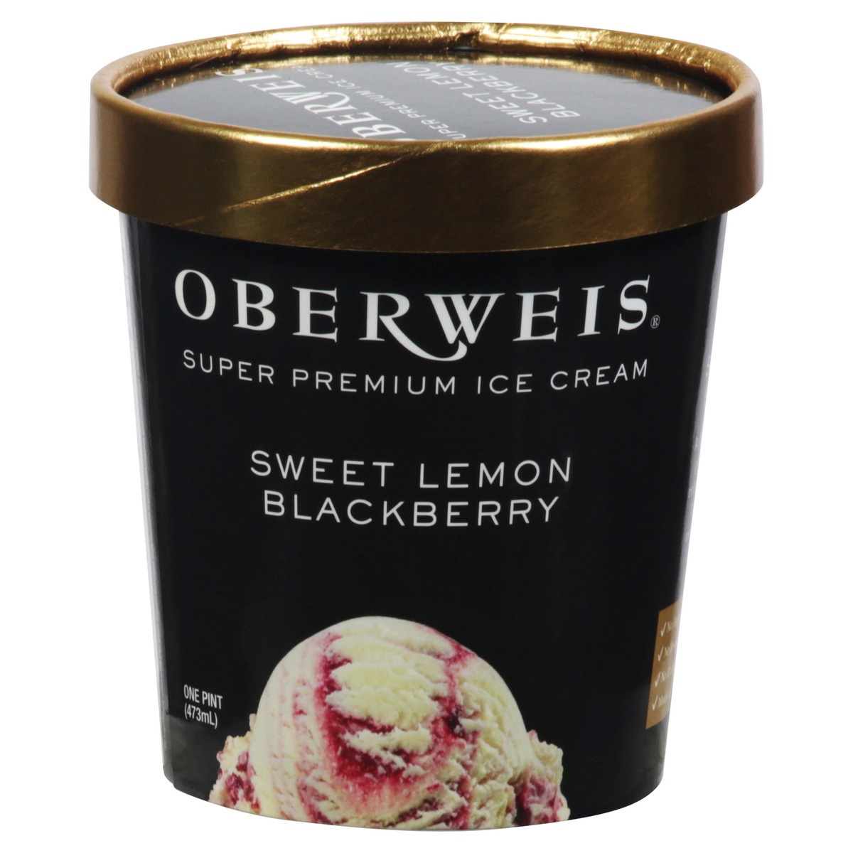 slide 1 of 9, Oberweis Super Premium Sweet Lemon Blackberry Ice Cream 1 pt, 1 pint