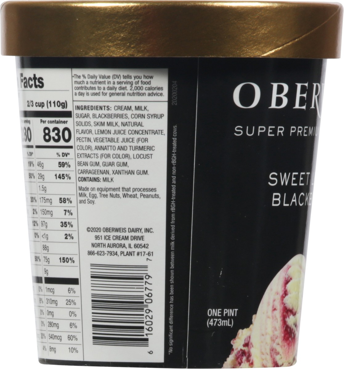 slide 7 of 9, Oberweis Super Premium Sweet Lemon Blackberry Ice Cream 1 pt, 1 pint