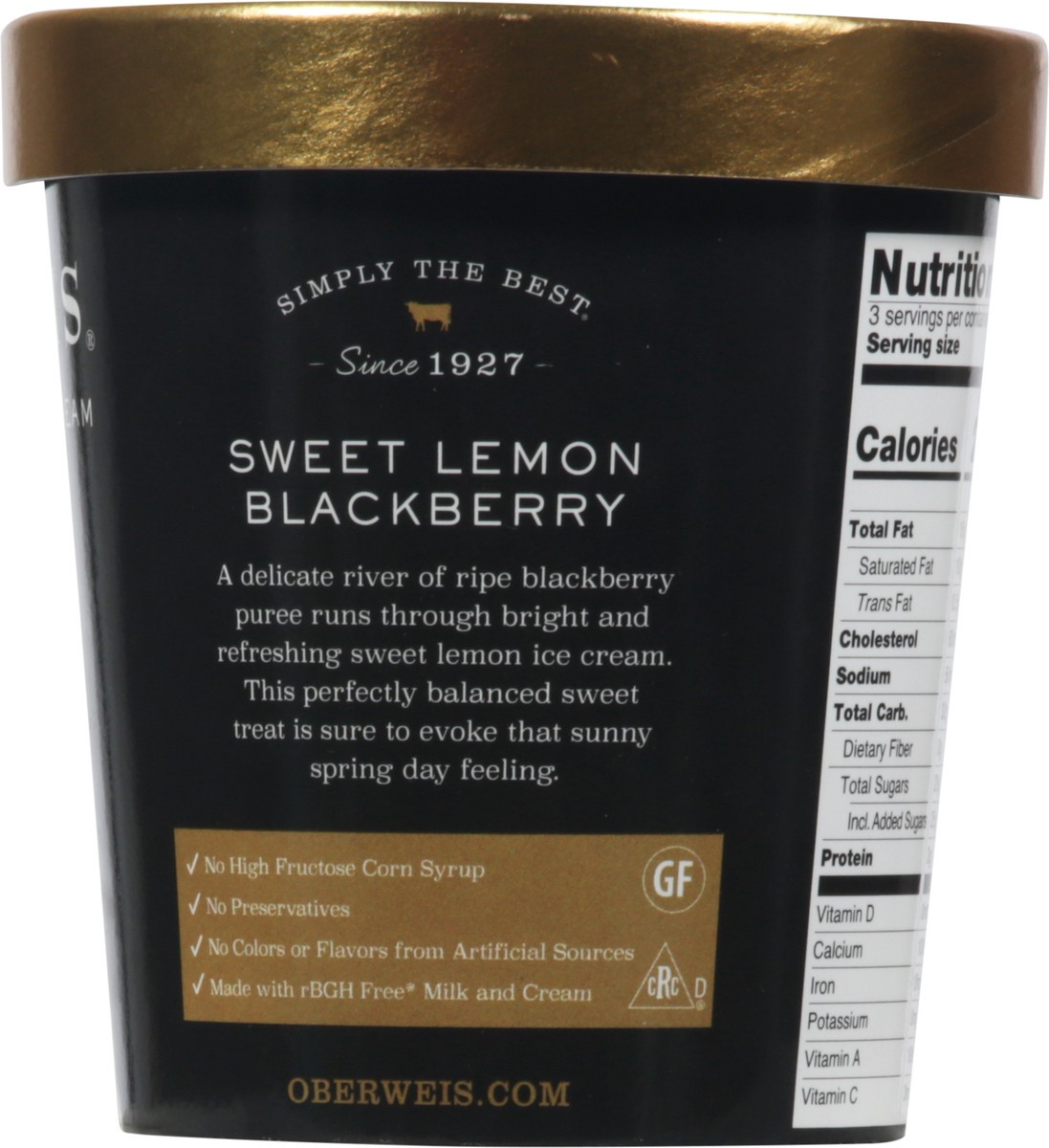 slide 8 of 9, Oberweis Super Premium Sweet Lemon Blackberry Ice Cream 1 pt, 1 pint