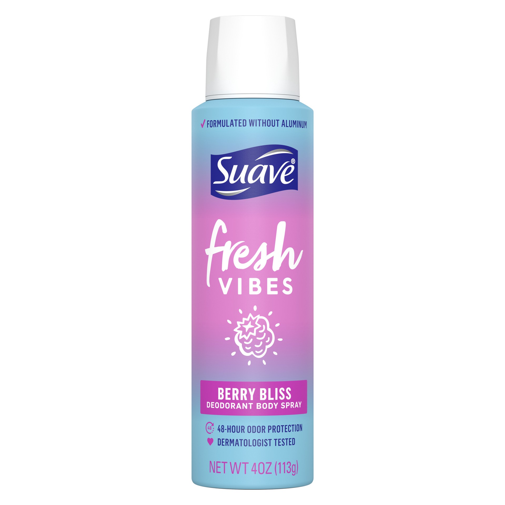 slide 1 of 3, Suave Fresh Vibes Deodorant Body Spray, Berry Bliss, 4 OZ, 4 oz