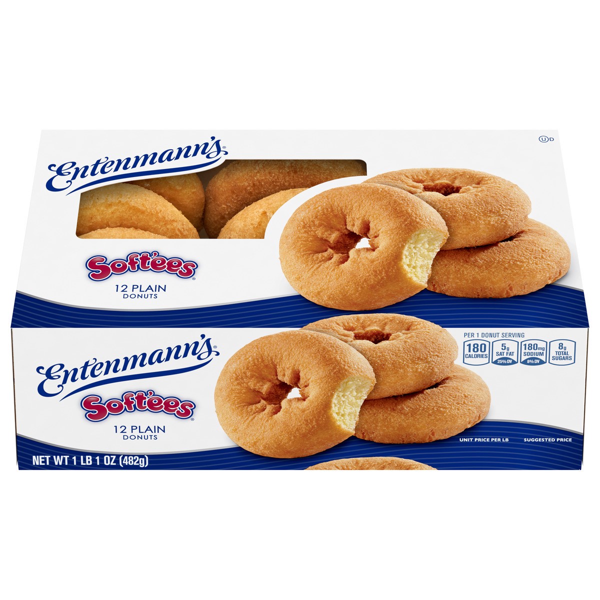 slide 1 of 5, Entenmann's Soft'ees Plain Donuts, 12 count, 12 ct