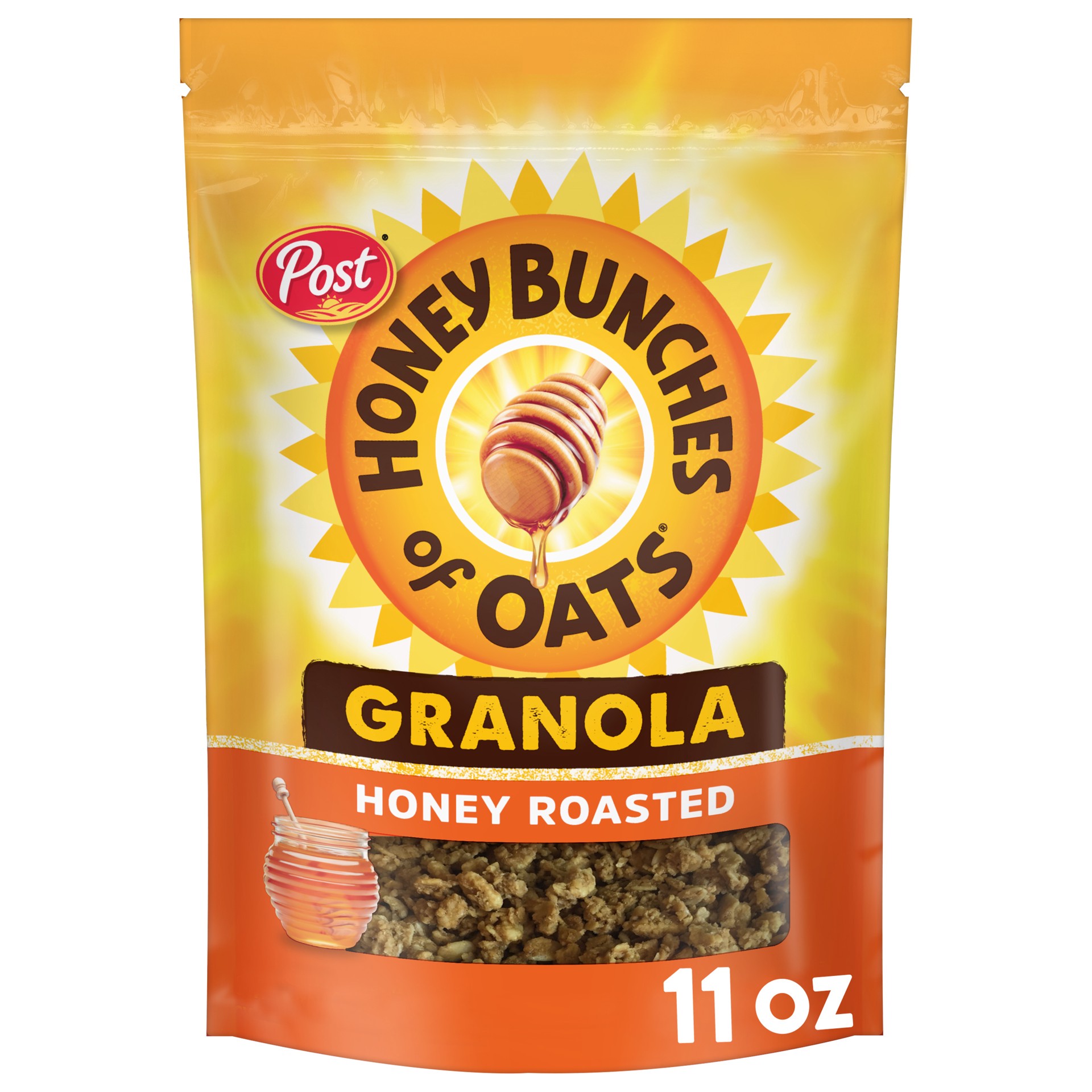 slide 1 of 7, Post Honey Roast Honey Bunches Of Oats Granola, 11 oz