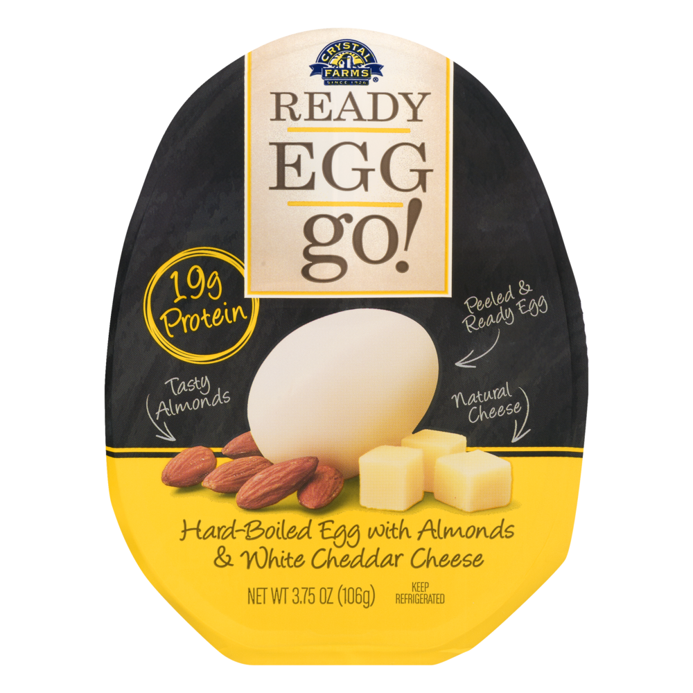 slide 1 of 1, Crystal Farms Hard Boiled Egg With Almonds & White Cheddar Cheese, 3.75 oz