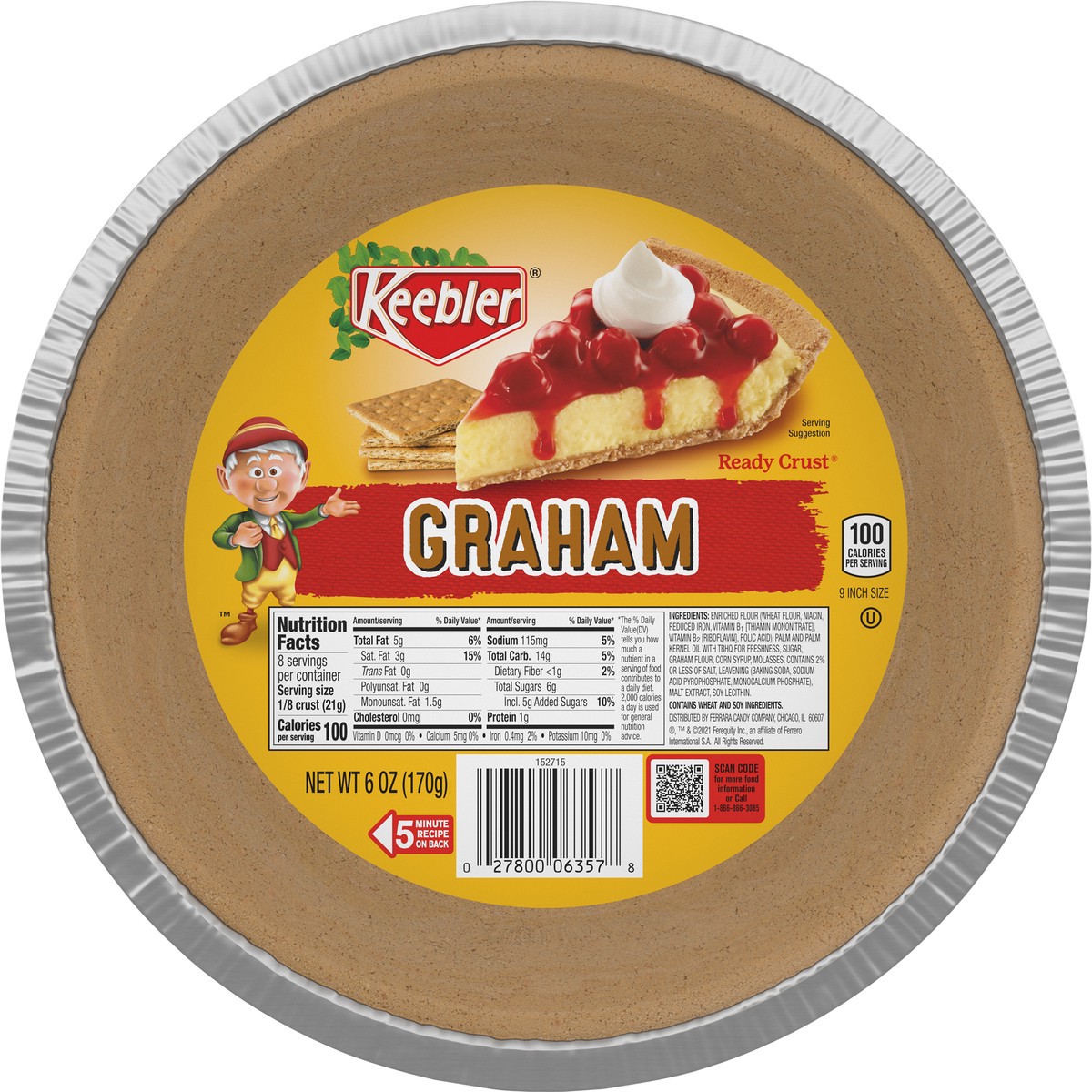 slide 6 of 14, KEEBLER Graham Ready Crust, Graham 9 inch, 6oz / 170g, 6 oz