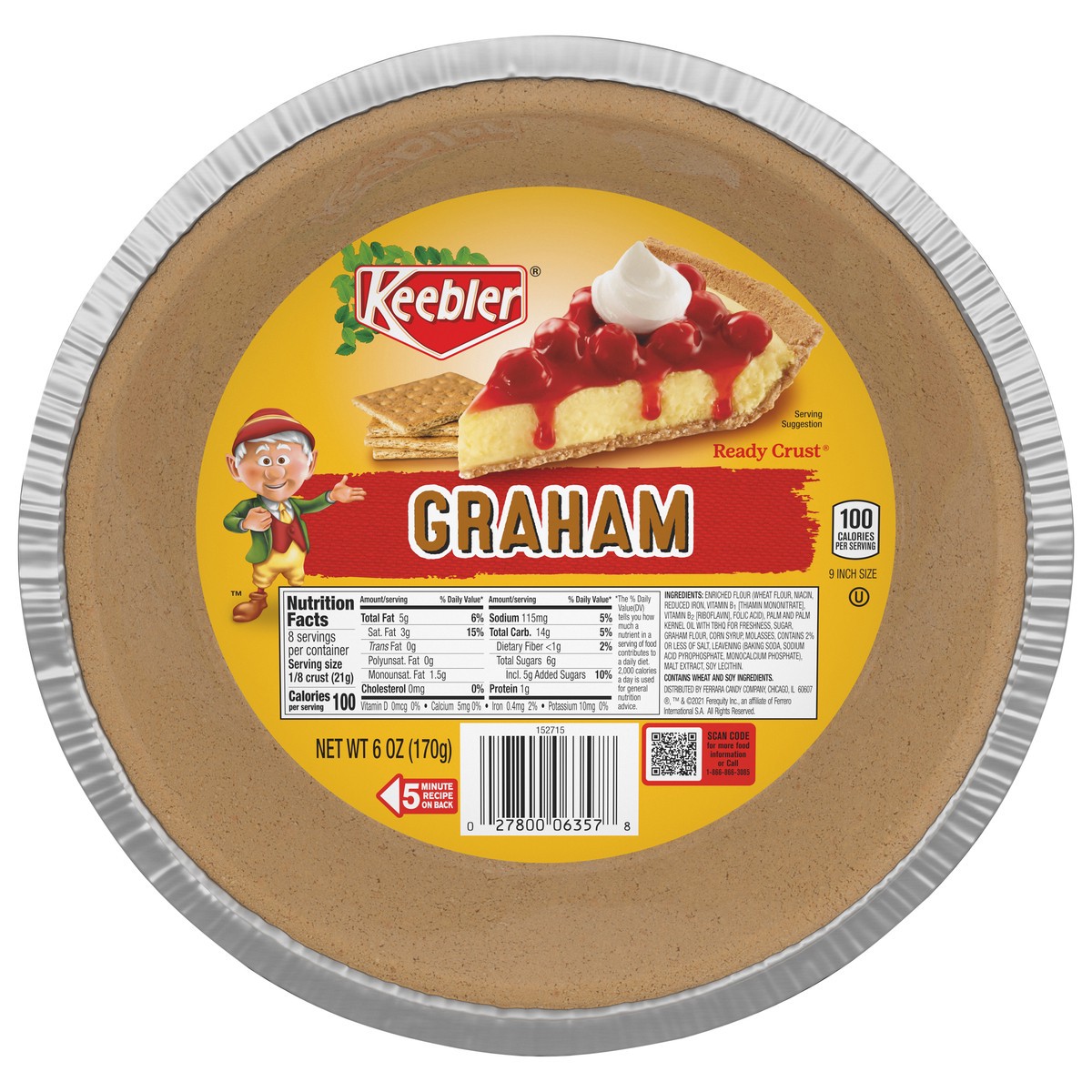 slide 14 of 14, KEEBLER Graham Ready Crust, Graham 9 inch, 6oz / 170g, 6 oz