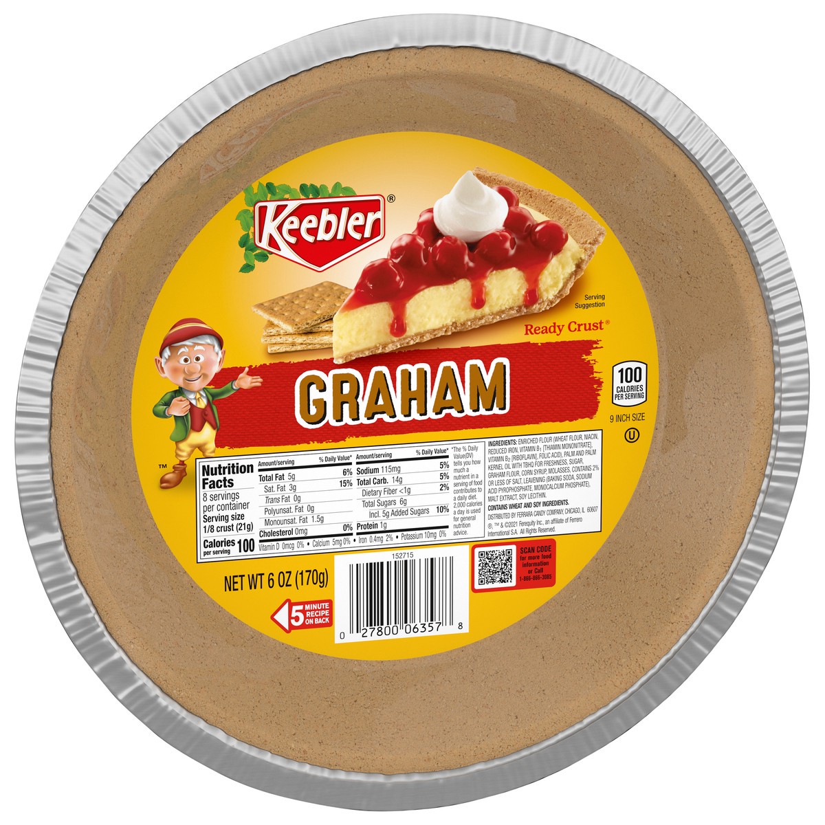 slide 13 of 14, KEEBLER Graham Ready Crust, Graham 9 inch, 6oz / 170g, 6 oz