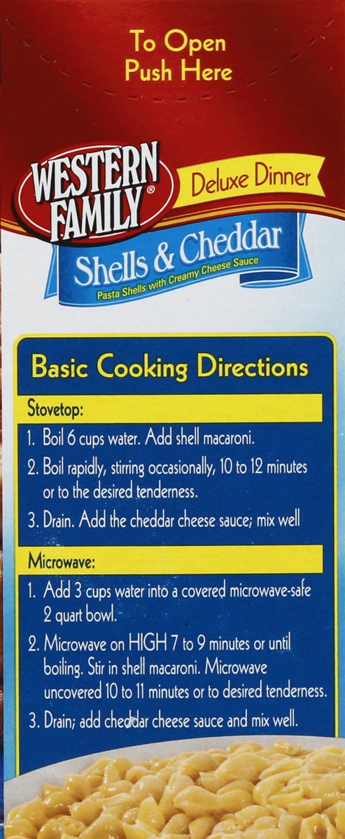 slide 3 of 6, Western Family Deluxe Dinner Shells And Cheese, 12 oz