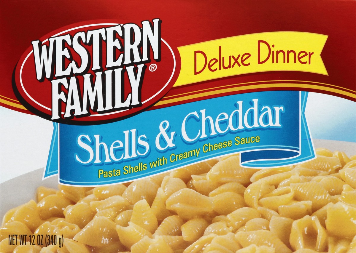 slide 5 of 6, Western Family Deluxe Dinner Shells And Cheese, 12 oz