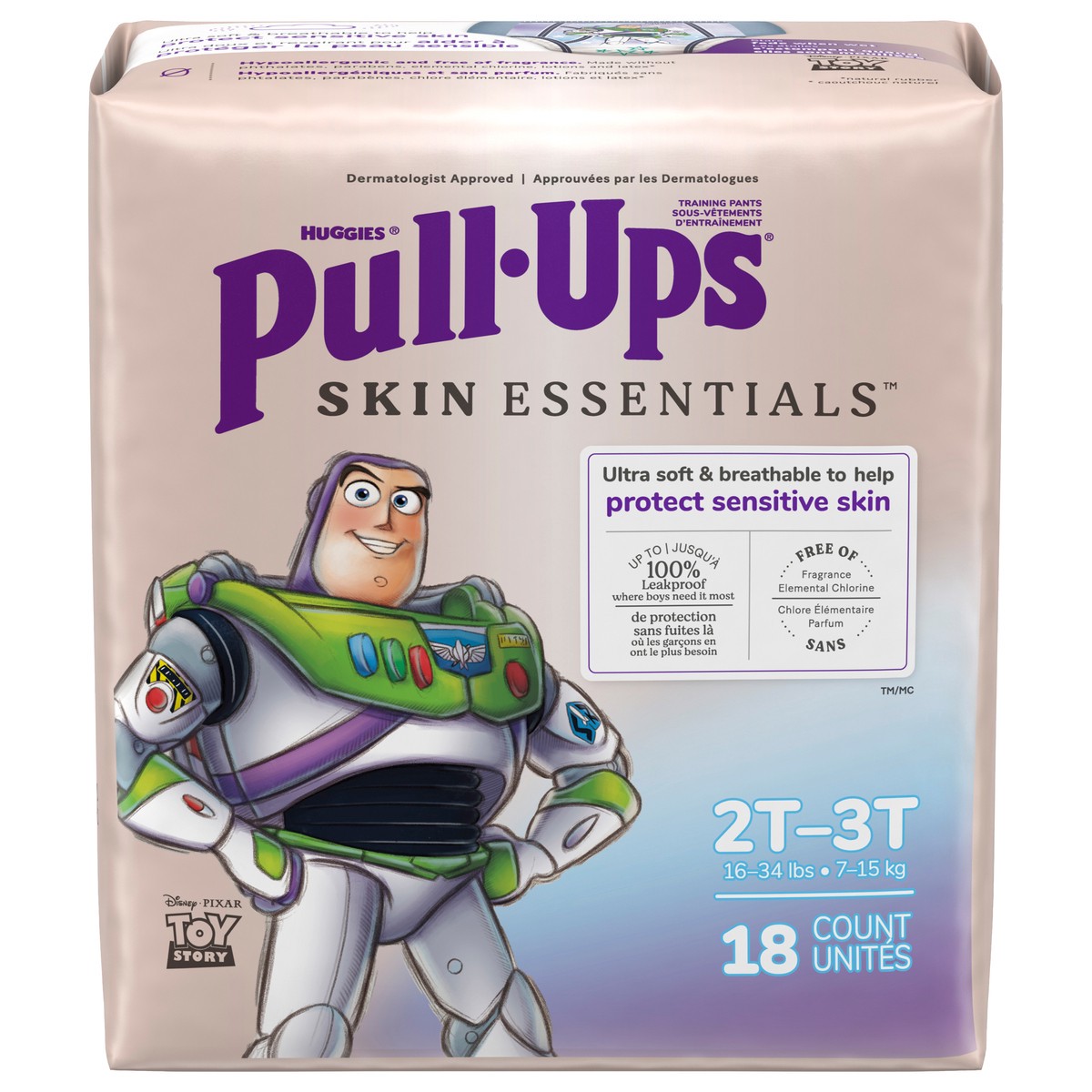 slide 4 of 11, Pull-Ups Boys' Skin Essentials Training Pants, 2T-3T (16-34 lbs), 18 Ct, 18 ct