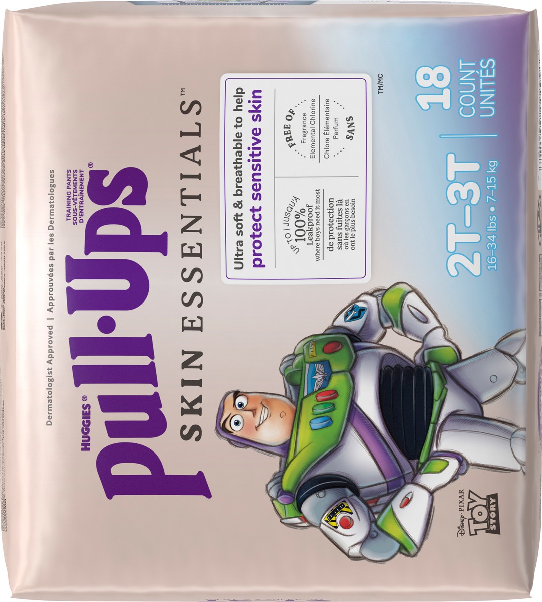 slide 5 of 11, Pull-Ups Boys' Skin Essentials Training Pants, 2T-3T (16-34 lbs), 18 Ct, 18 ct