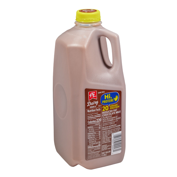 slide 1 of 1, AE Dairy Hi, Protein! Reduced Fat Chocolate Milk 0.5 gal Jug, 1/2 gal