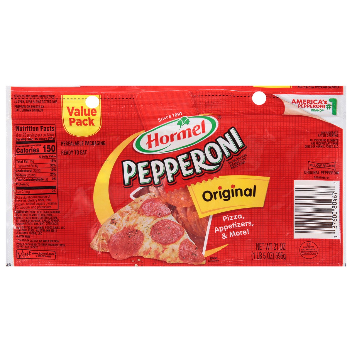 slide 1 of 1, Hormel Value Pack Original Pepperoni Value Pack 21 oz, 21 oz
