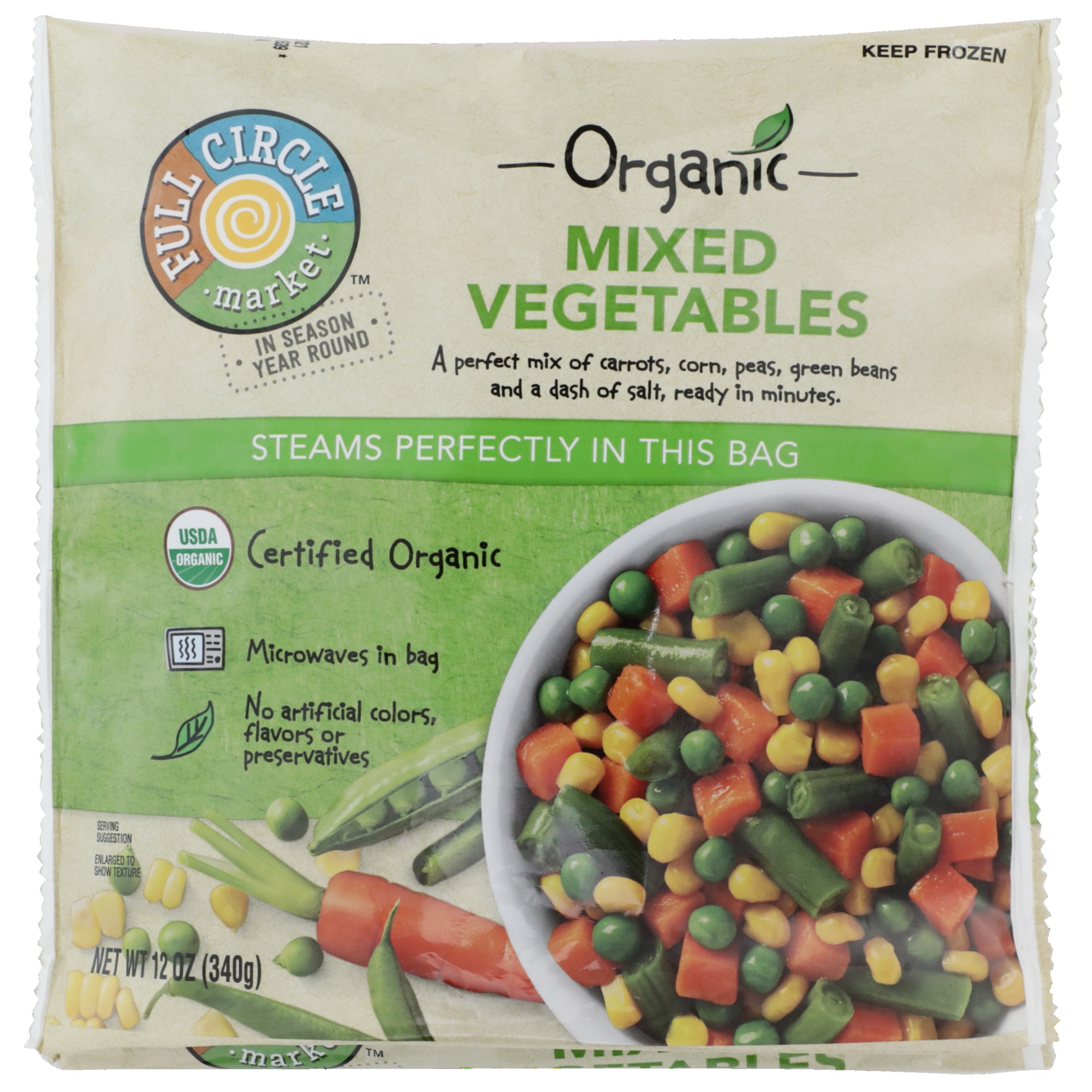 slide 1 of 1, Full Circle Market Organic Steam In Bag Mixed Vegetables, 12 oz
