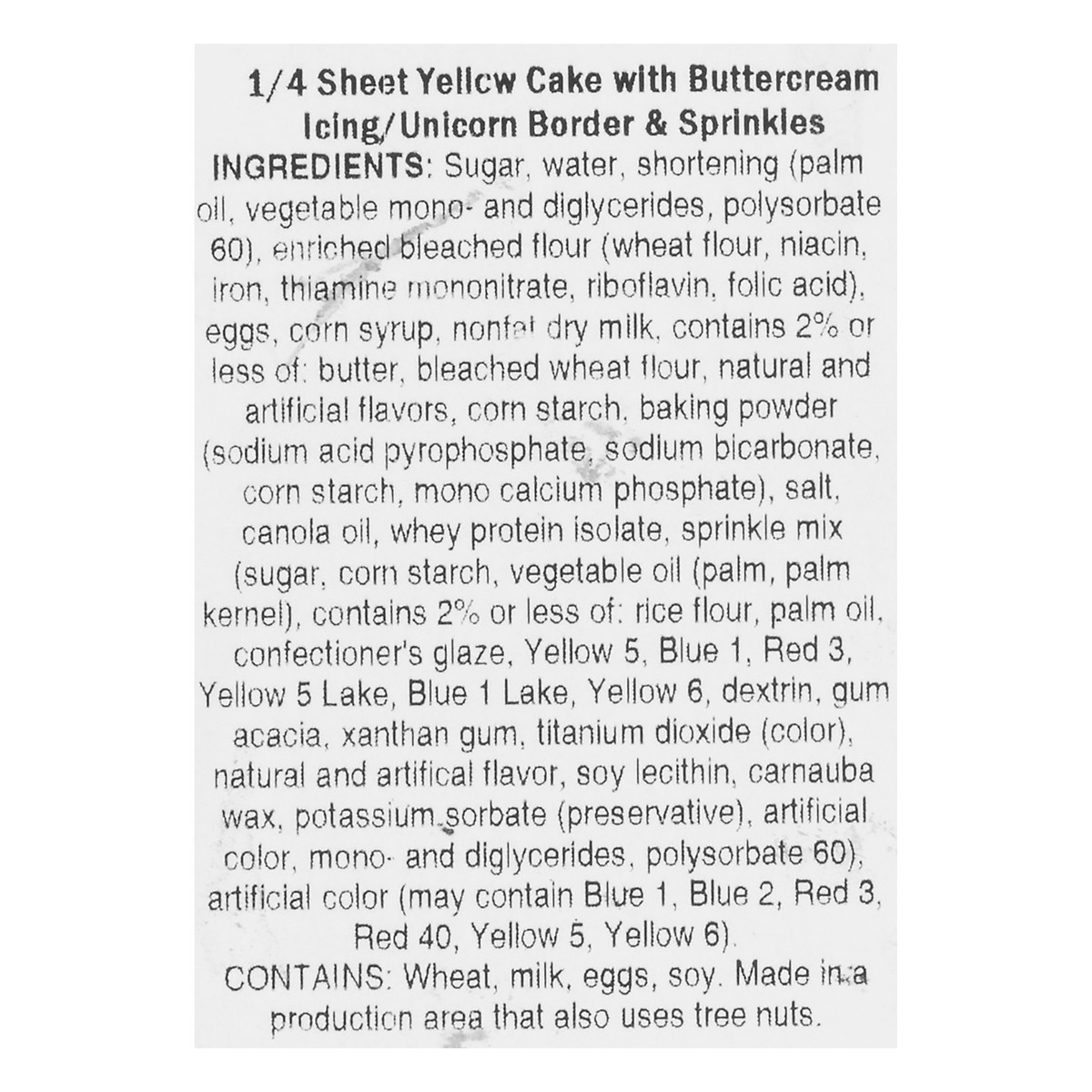 slide 2 of 8, Ukrop's Homestyle Foods 1/4 Sheet Yellow Cake With Buttercream Unicorn Border, 54 oz