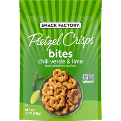 Snack Factory Chili Verde & Lime Pretzel Crisps Bites, 12 oz Bag