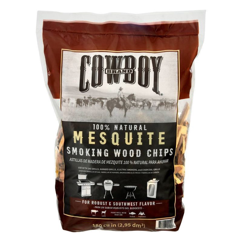 slide 1 of 6, Cowboy Charcoal Smoking Chips Mesquite Wood, 180 cu in