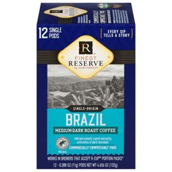 Finest Reserve Medium-Dark Roast Single-Origin Brazil Coffee K-Cup Pods 12 ea