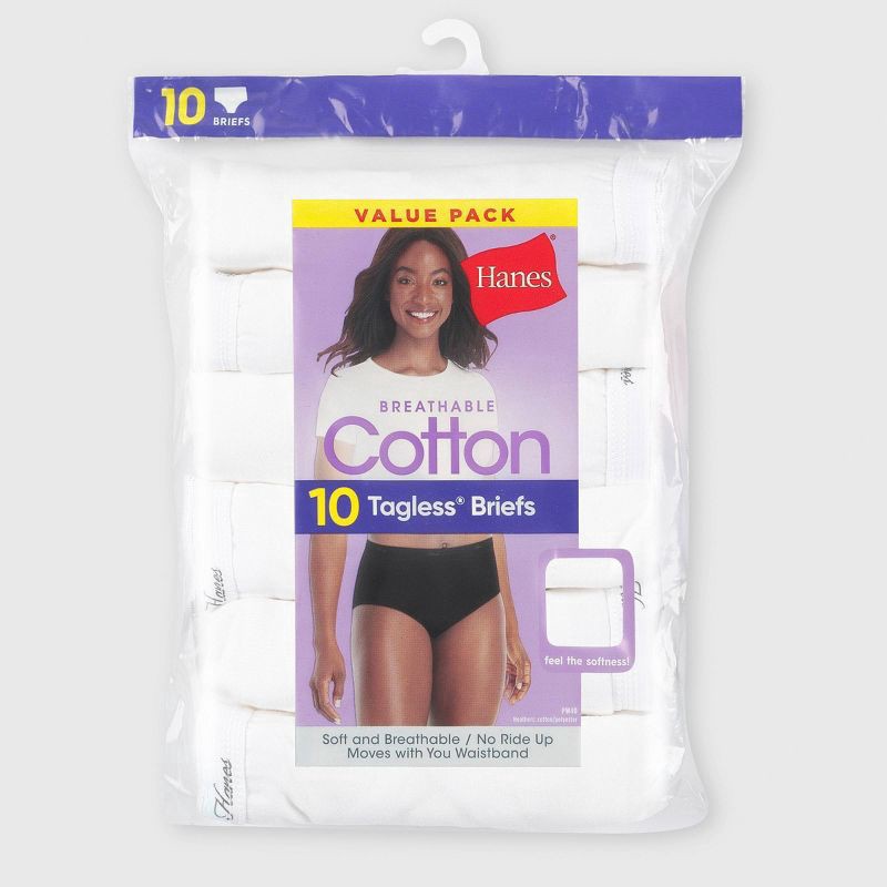 slide 2 of 5, Hanes Women's 10pk Briefs - White 6, 10 ct