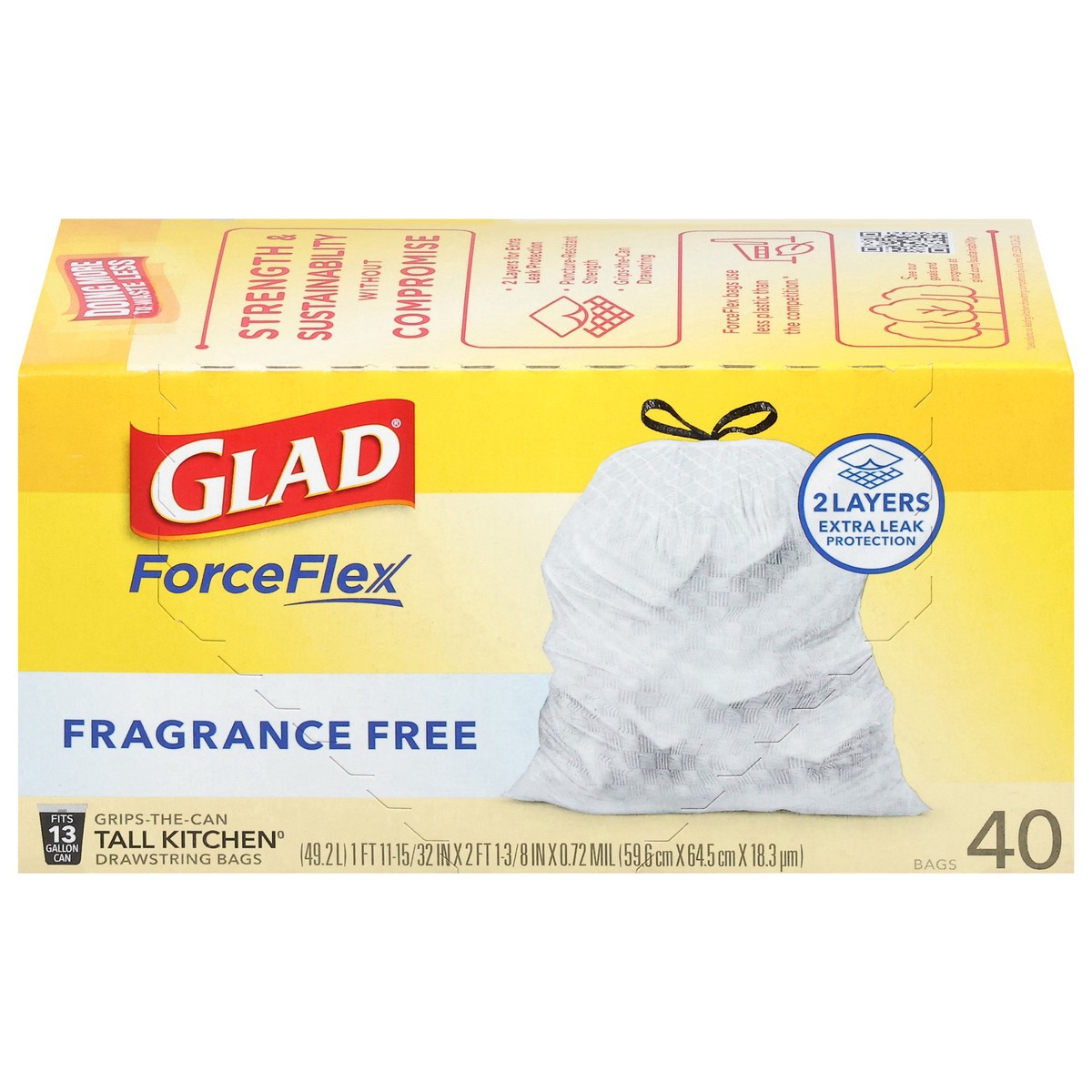 slide 3 of 13, Glad Force Flex Drawstring 13 Gallon 40ct, 40 ct