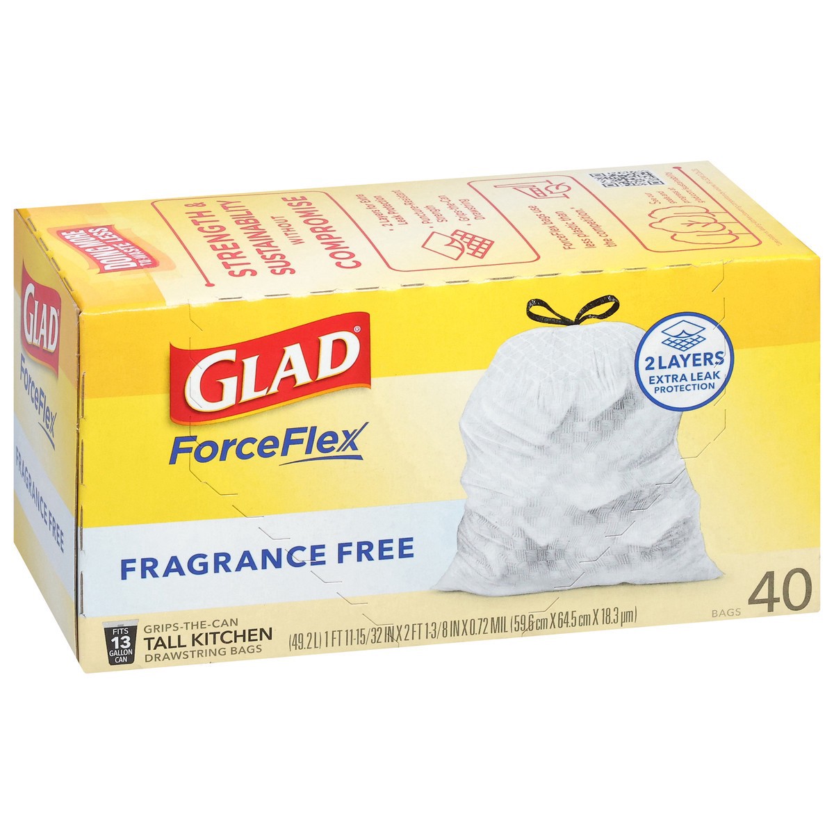 slide 6 of 13, Glad Force Flex Drawstring 13 Gallon 40ct, 40 ct