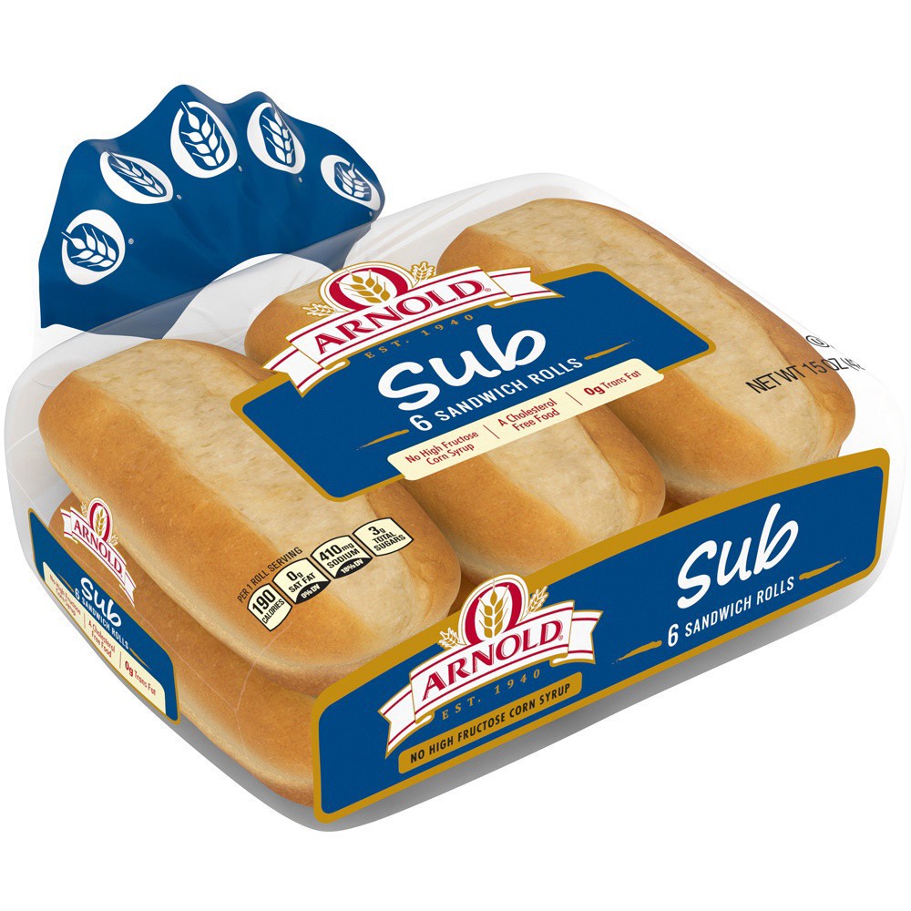 slide 8 of 9, Arnold Sub Rolls, 6 count, 15 oz, 6 ct