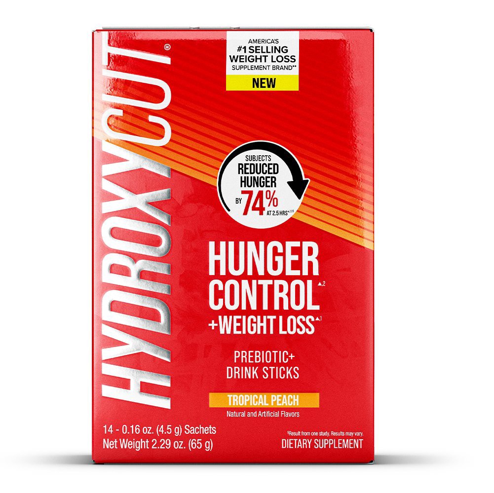 slide 1 of 1, Hydroxycut Tropical Peach Hunger Control Sticks, 14 ct