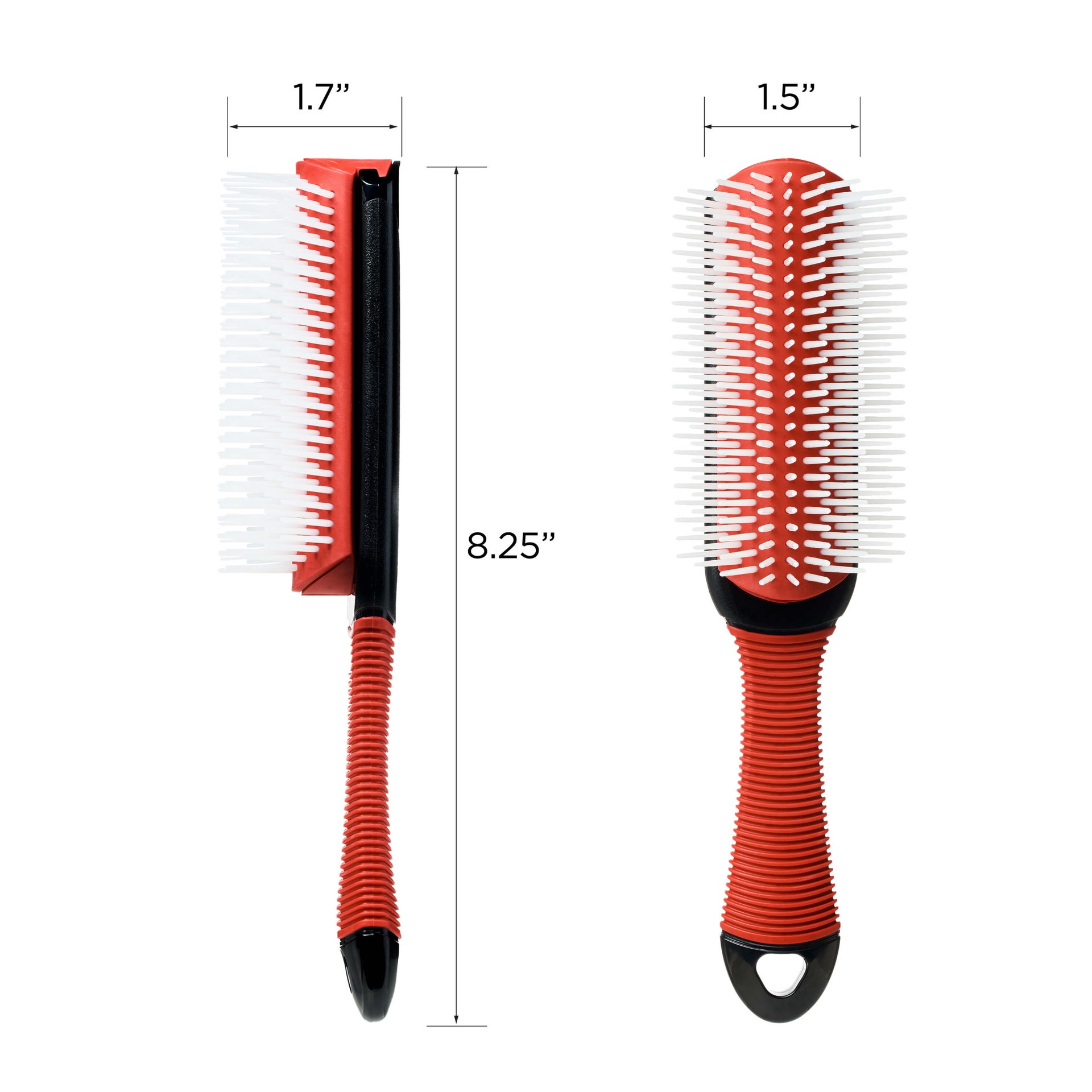 slide 3 of 5, KISS COLORS & CARE KISS 9-Row Non-Slip Travel Size 8.25" Round Detangling Cushion Hair Brush, Red, 1 ct