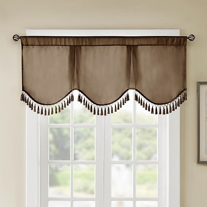 slide 1 of 5, Madison Park Evelyn Scallop Embellished Window Valance - Bronze, 1 ct