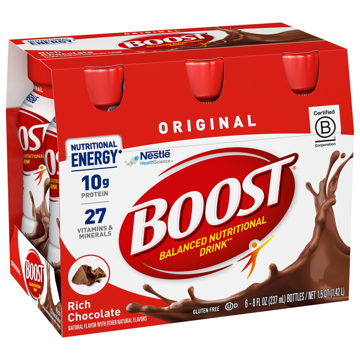 slide 4 of 9, Boost Original Rich Chocolate Balanced Nutritional Drink 6 - 8 fl oz Bottles, 6 ct